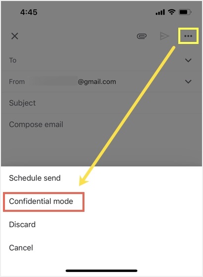 Choose Confidential Mode Option in Gmail Mobile App how to in tech