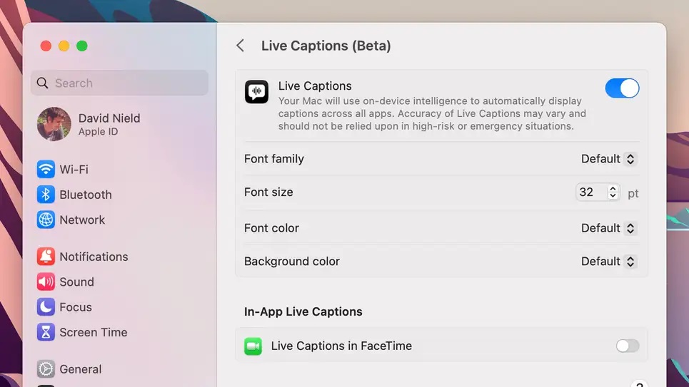 macOS live caption