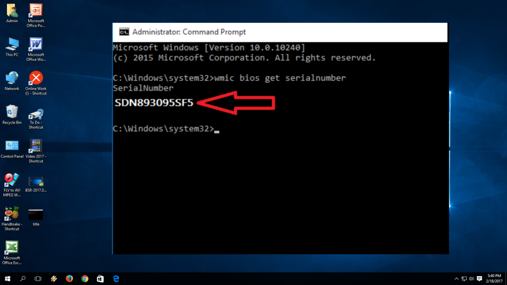 Serial number is shown in Command Prompt-howtointech