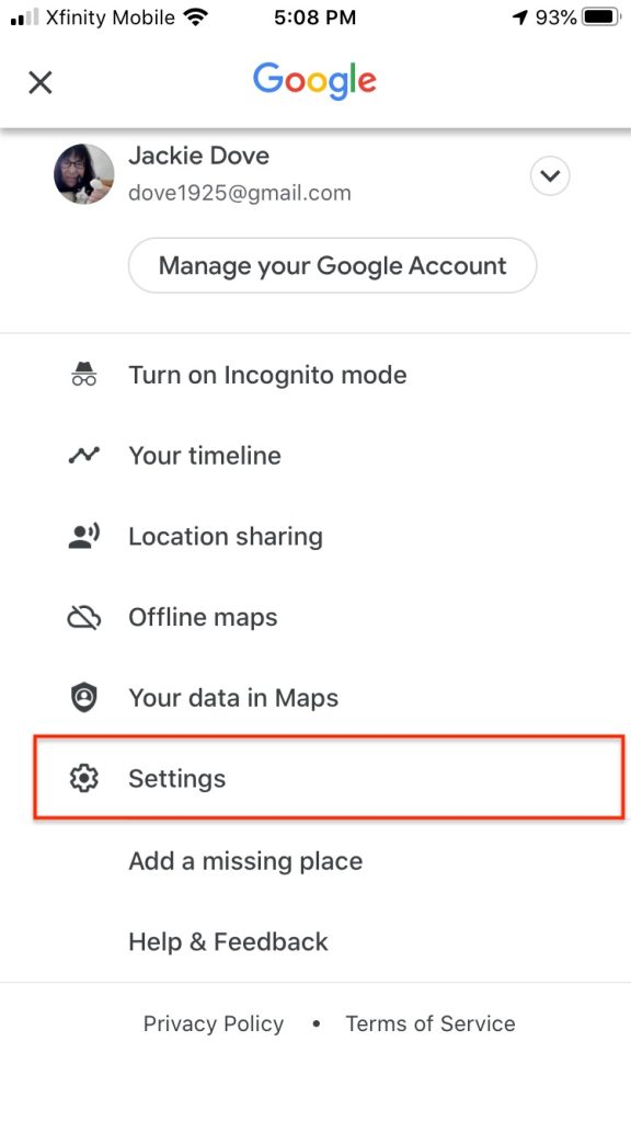 google map settings